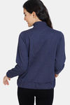 Zivame Fleece Marl Knit Cotton Hoodie With Soft Brushed Back - Crown Blue — thumbnail 3
